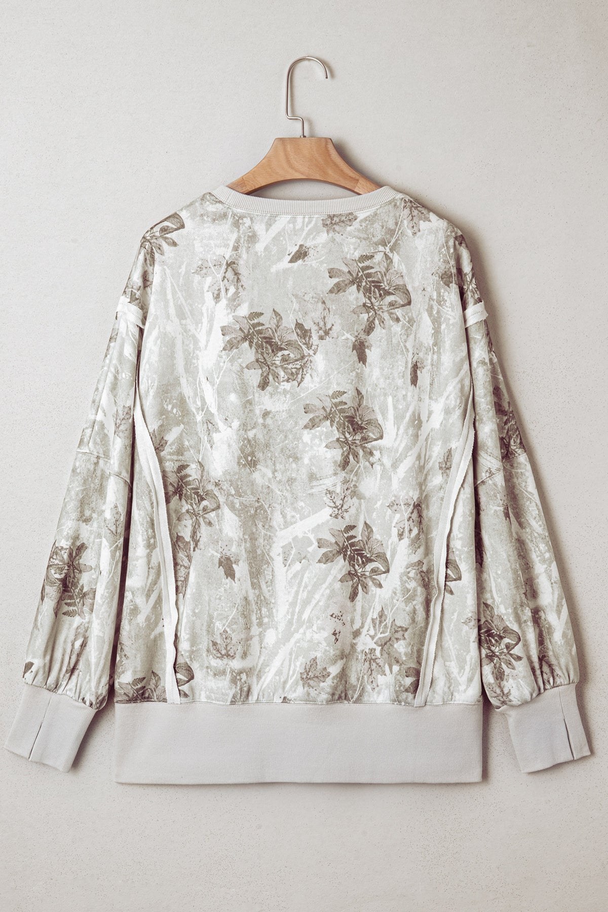 Gray Faith Embroidered Graphic Casual Pullover Camo Sweatshirt
