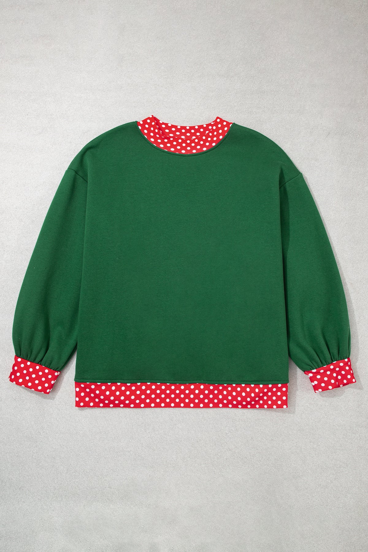 Red Polka Dot Patchwork Round Neck Plus Size Sweatshirt